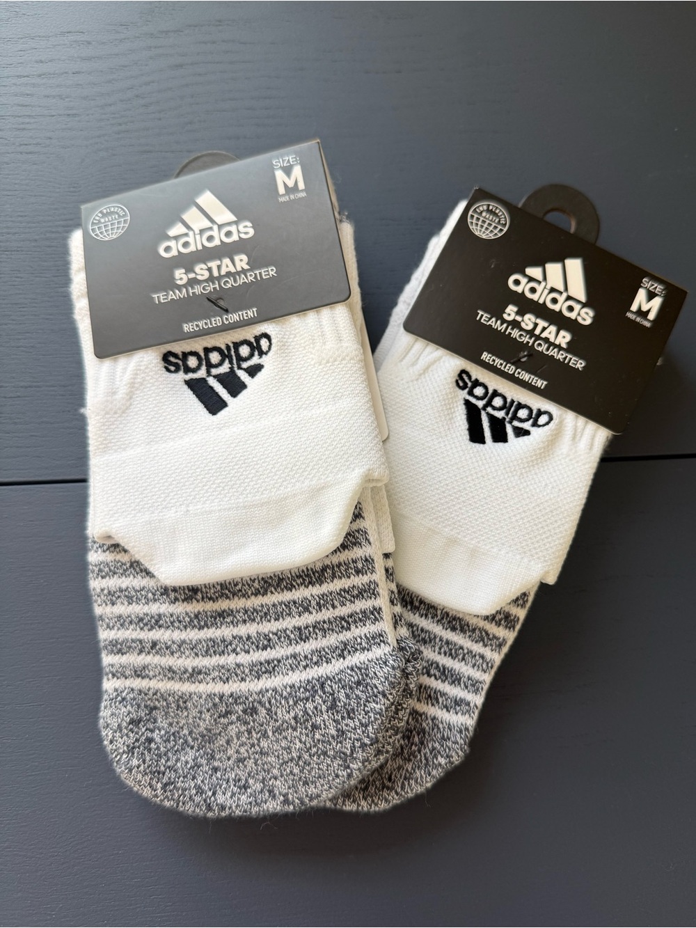 adidas 5-STAR Men's Low-Cut Athletic Socks in White and Gray - 2 Pack